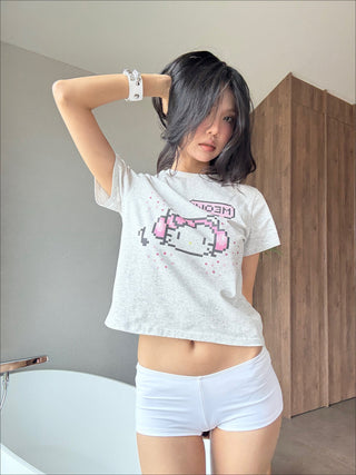 [EATMEPLZ] pixel kitty tee
