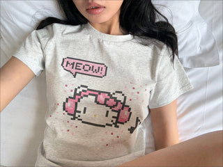 [EATMEPLZ] pixel kitty tee