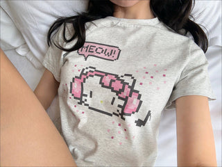 [EATMEPLZ] pixel kitty tee