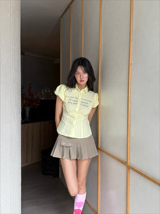 [EATMEPLZ] yellow letter shirt