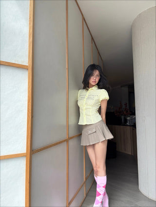 [EATMEPLZ] yellow letter shirt
