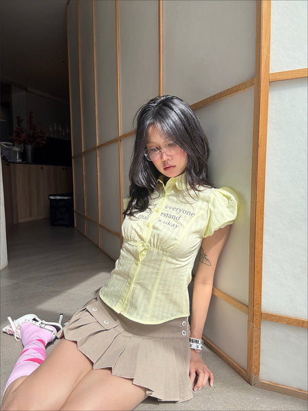 [EATMEPLZ] yellow letter shirt