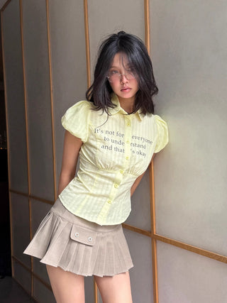 [EATMEPLZ] yellow letter shirt