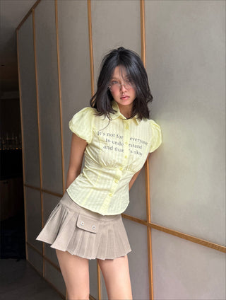 [EATMEPLZ] yellow letter shirt