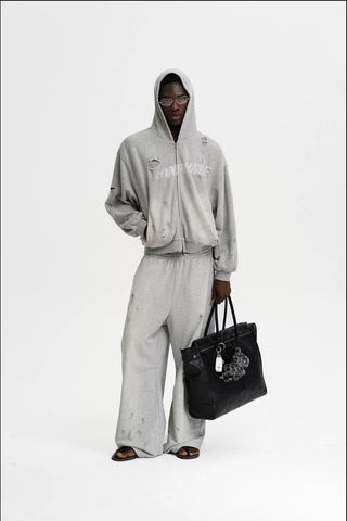 [MASONPRINCE] Paint Print Curved Wide Sweatpants