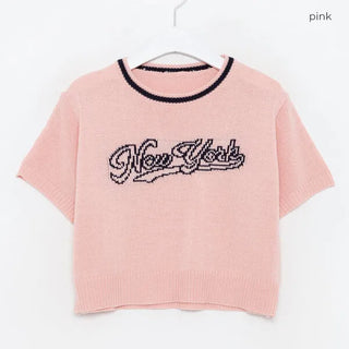 New York Lettering Knit T-Shirt
