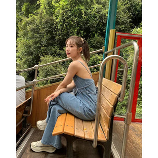 Denim bustier jumpsuit