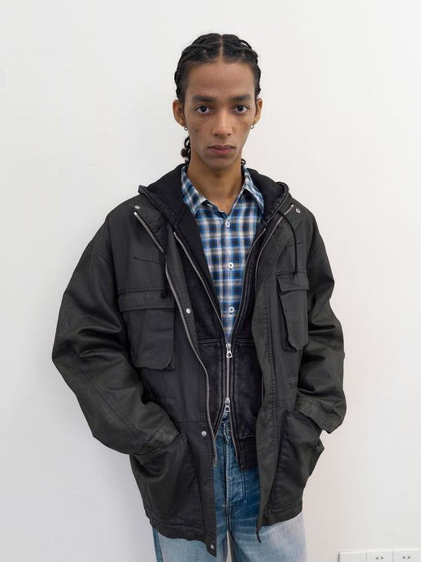 [NeverSeez] Distressed Waxed Workwear Jacket