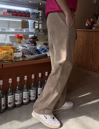 Line Corduroy Wide Elastic Pants (no.311)