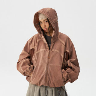 [Monterest] Washed 4-Way Stretch Mesh Hooded Jacket