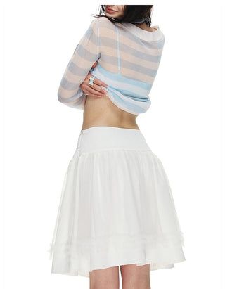 [NECY] Mimora Bow Tie Lace Midi Skirt