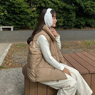 High-neck oversized down vest