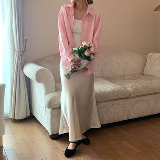 Back slit ribbon shirt