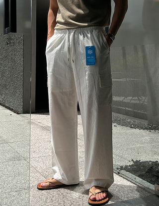 Coolfeel Cargo Linen Wide Pants (4 colors)
