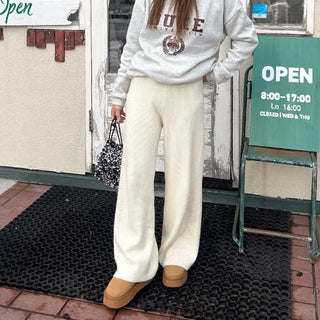 Knit wide-leg pants