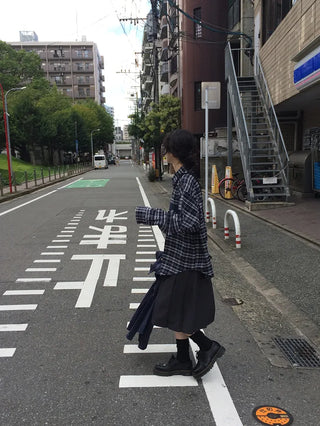 Check patchwork shirt