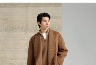 [CULTUM] Shawl Collar Belted Long Wool Coat