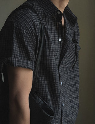 Code Crop Short Sleeve Check Shirt (2 colors)