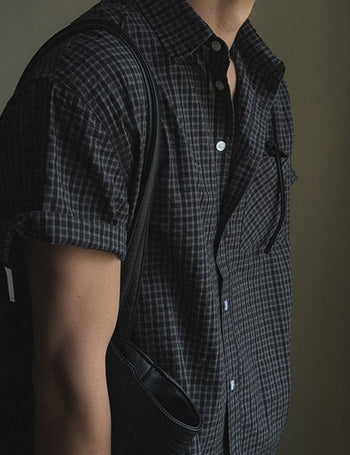 Code Crop Short Sleeve Check Shirt (2 colors)
