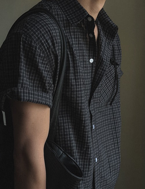 Code Crop Short Sleeve Check Shirt (2 colors)