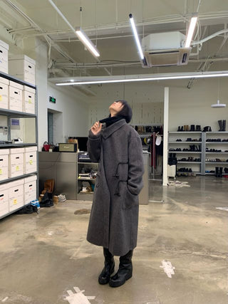 NEVERSEEZ Handmade Wool Blend Duffle Coat