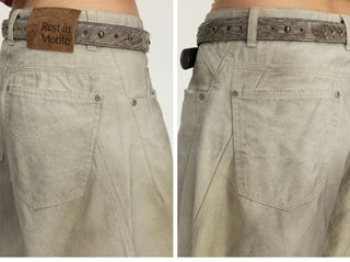 [Monterest] Washed Curved Seam Wide Leg Pants