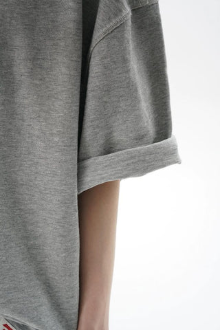 [MASONPRINCE] Distressed Double Collar Oversized Tee