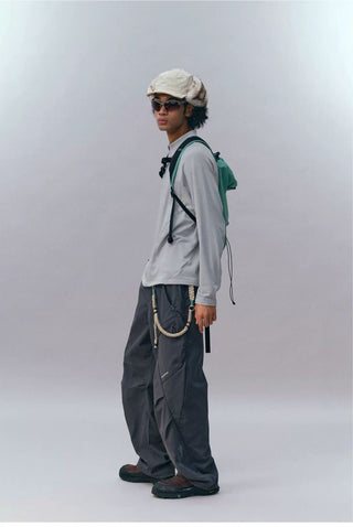 [Monterest] 3A Antibacterial Grid Fleece Half-Zip Tee