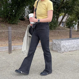 span boot black denim pants