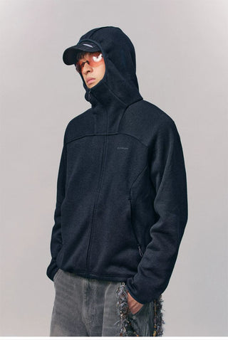 [Monterest] Fleece-Lined Hooded Zip-Up Cardigan
