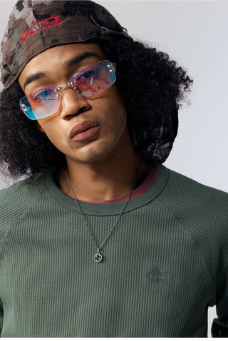 [Monterest] Waffle Knit Drop Shoulder Long Sleeve Tee
