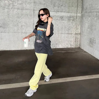 Colored straight denim pants