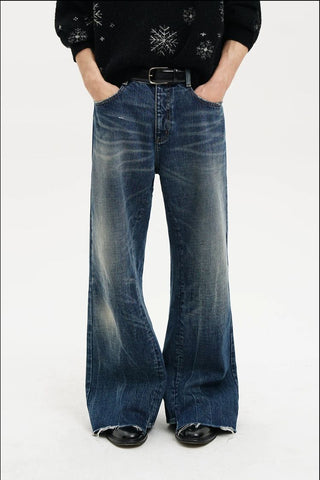 [MASONPRINCE] Deconstructed Whisker Micro Flare Jeans