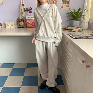 V-neck cotton cardigan