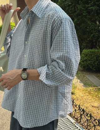 Connen Seersucker Check Long Sleeve Shirt (4 colors)