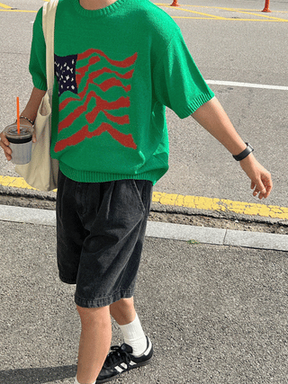 USA Flag Half Knit