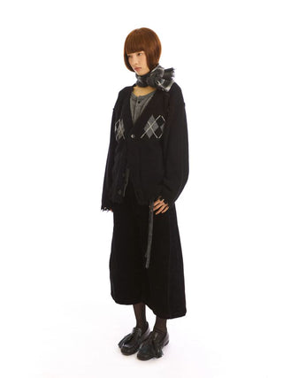 [NeverSeez] Argyle Layered Knit Cardigan