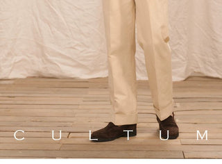 [CULTUM] Linen Cotton Blend Double Pleat Trousers