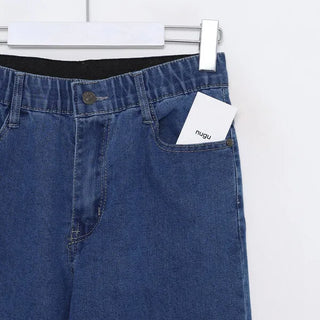 Wide-leg long denim pants