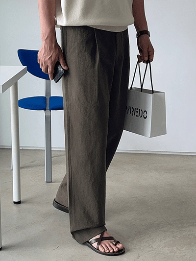 Rumble Linen One-Pleat Elastic Waist Pants