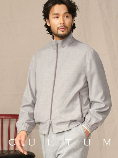 [CULTUM] Wool Blend Stand Collar Zip Jacket
