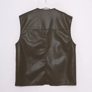 Leather zip-up vest