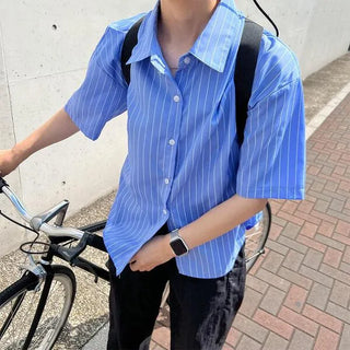 Half-sleeve striped shirt
