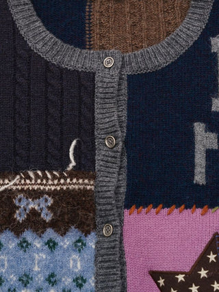 [Moromoro] Multi Pattern Patchwork Knit Set