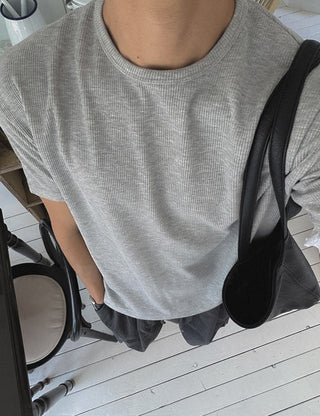 Aid Ribbed Round Short Sleeve Tee (6 colors, M~L)