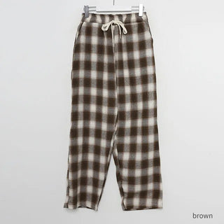 Checked wide easy pants