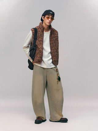 [Monterest] Washed Splatter Fleece-Lined Straight Pants