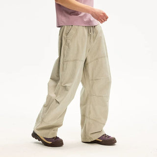 [Monterest] Washed Pleated Wide Leg Parachute Pants