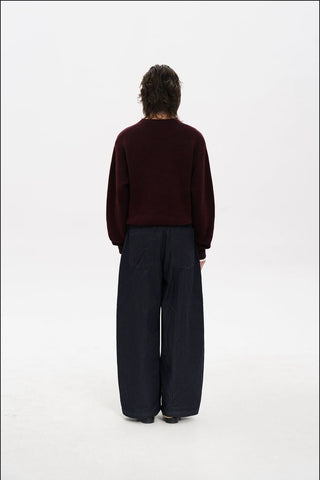 [MASONPRINCE] Double-Sided Jacquard V-Neck Wool Blend Sweater