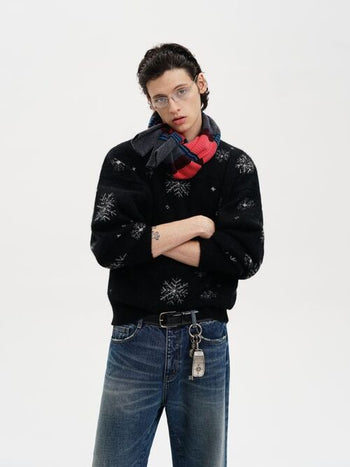 [MASONPRINCE] Snowflake Jacquard Wool Blend Sweater
